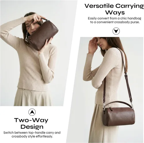 Vista 2 de Prite Leather Crossbody Bag for Women Minimalist Cylinder Shoulder Bag with Adjustable Strap Soft Barrel Purse