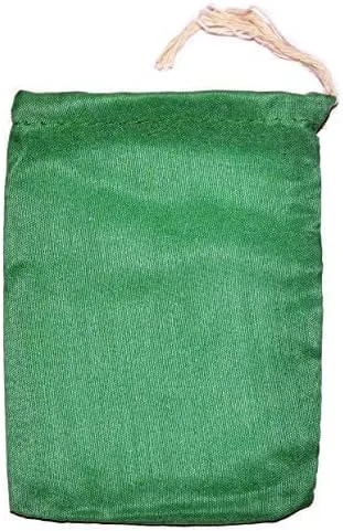 Vista 2 de Bolsa de tela de algodón verde de 3 x 4 pulgadas con cuerda blanca, bolsa tradicional Wiccan Gris Gris Mojo