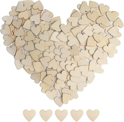 Vista 7 de HADDIY Corazones pequeños de madera para manualidades, 175 piezas de diferentes tamaños surtidos sin terminar piezas de corazón de madera