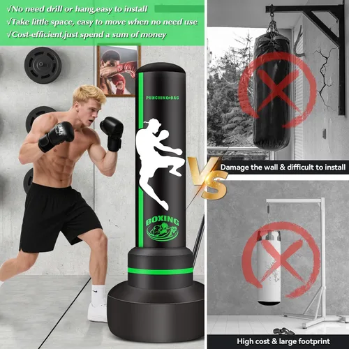 Vista 7 de Freestanding Punching Bag with Gloves, 70'' Heavy Boxing Bag with Stand for Adult Teens, Standing Women Men Inflatable Kickboxing Bags for Beginners