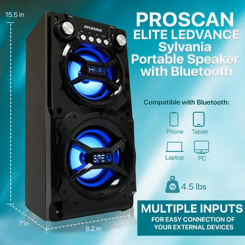 Vista 2 de Altavoz portátil con Bluetooth, Sylvania Negro