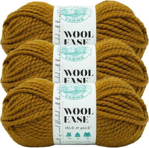 Vista 207 de Lion Brand Yarn - Ovillo de lana Wool-Ease Thick & Quick color fuerza aérea Super Bulky Wool Acrylic Blend Fiber for Soft Hats, Sweaters, Chunky