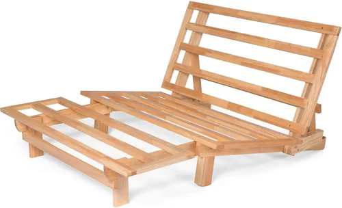 Vista 22 de Nirvana Futons Tumbona de futón doble con colchón de microfibra de madera maciza natural Fudge de microfibra