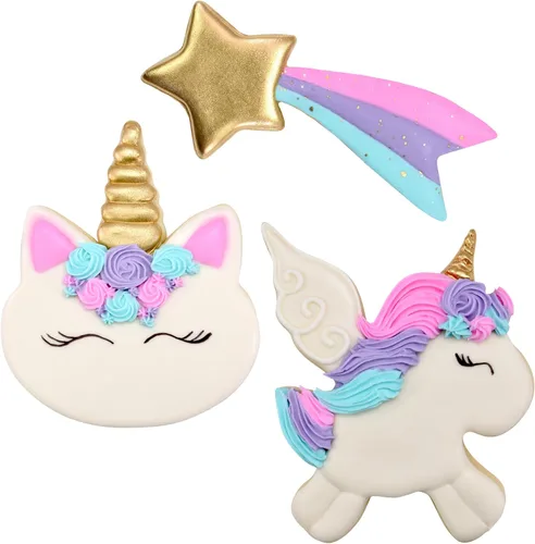 Vista 3 de R&M International 5212 Unicorn Magic Face, Winged and Shooting Star - Juego de cortadores de galletas (3 piezas)