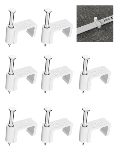 Vista 9 de Jadaol Clips para cable con clavos, paquete de 400 clips de cable (0.197 in, 0.236 in, 0.315 in, 0.394 in), clavijas planas de cable para cable
