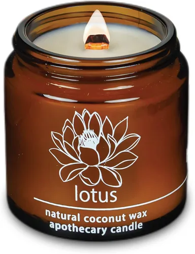 Vista 7 de Vela de mecha de madera agrietada Hemlock Park hecha a mano con cera de coco natural (grande de 16 oz, ámbar) Coconut Apricot Wax Crackling Wood