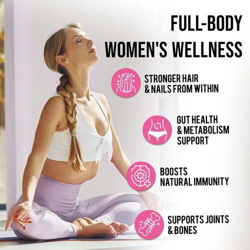 Vista 6 de Colágeno para mujeres – Péptidos de multicolágeno hidrolizados tipo I, II, III, V y X – Suplemento de colágeno con vitamina C, biotina y ácido