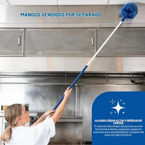 Vista 4 de SPARTA Flo-Pac Plumero de Limpieza Redondeado con Cerdas Cargadas Electrostáticamente para Limpieza, 9 X 7 X 7 Pulgadas, Azul