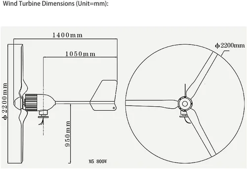 Vista 2 de ATO 800W turbina de viento, 24V, baja velocidad del viento que comienza el generador de viento para la casa, barco y viento Solar Hybrid Streetlight