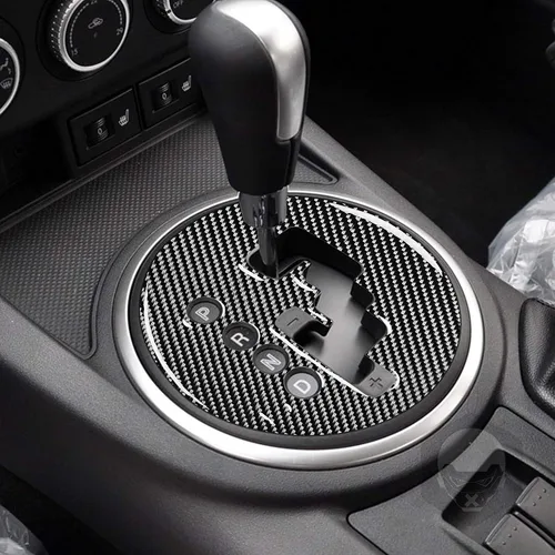 Vista 3 de Caja de engranajes de consola central de fibra de carbono real, palanca, panel de transmisión, calcomanía decorativa para el interior del automóvil