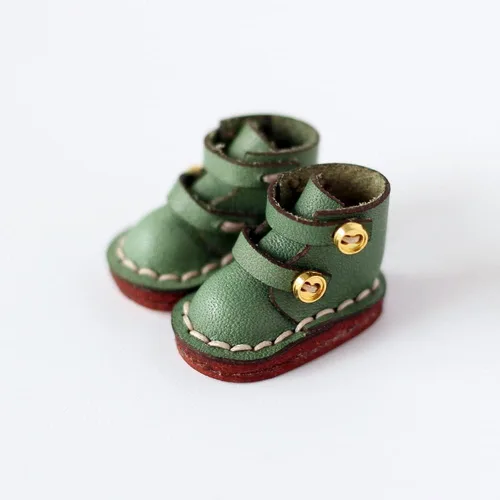 Vista 6 de Botas de cuero de vaca hechas a mano para OB11, Molly, GSC, 1/12 BJD accesorios para muñecas (blanco crema) Leather Cowhide Handmade Shoes