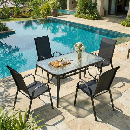 Vista 9 de MAMIZO Sillas de comedor para patio, silla Teslin apilable para todo tipo de clima, juego de sillas transpirables resistentes al aire libre