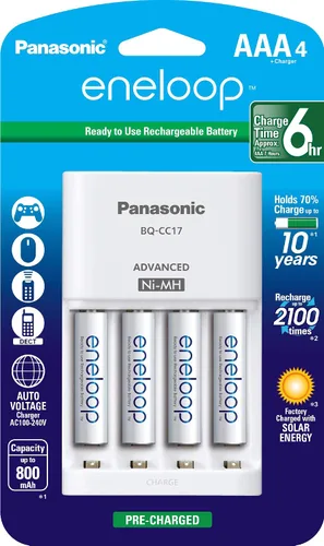 Vista 2 de Panasonic Eneloop AAA - Cargador de batería recargable con 8