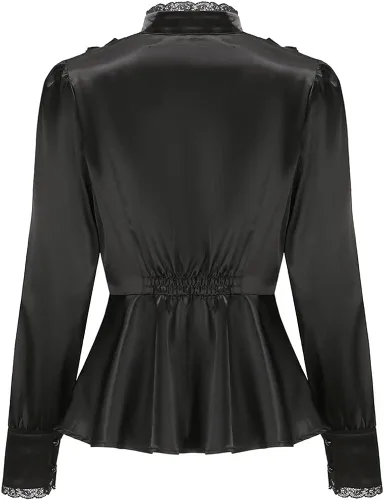 Vista 2 de VALOZENC Blusas victorianas vintage de manga larga con cuello alto de encaje para mujer
