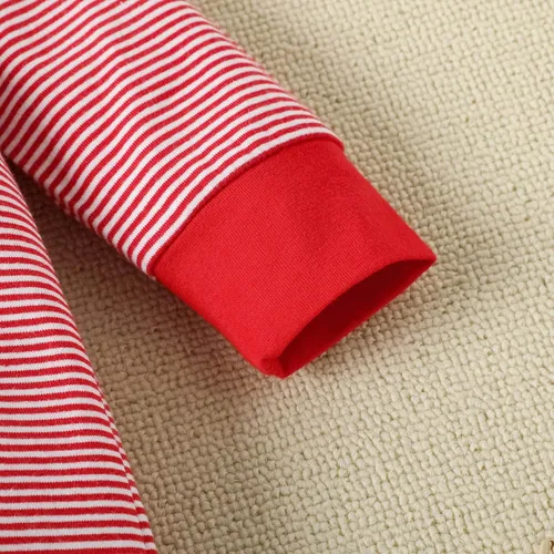 Vista 3 de TBUIALL Mameluco de Navidad de manga larga para niños y niñas, estampado de ciervos a rayas, para otoño