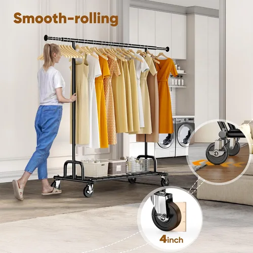 Vista 2 de HOKEEPER Perchero de Ropa Plegable Perchero de Ropa Plegable Capacidad 525 LBS Percheros de Ropa con Ruedas Resistente Perchero Rodante para Colgar
