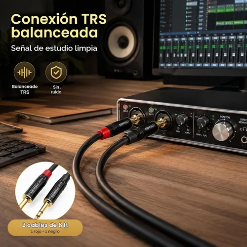 Vista 7 de Cable de altavoces, TRS equilibrado de 6 pies 1/4 ", paquete de 2
