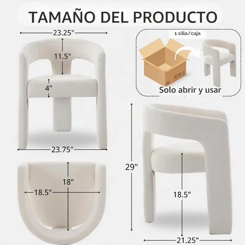 Vista 2 de Hyfirm Sillas de Comedor Modernas Tipo Barril Juego de 1, Cómoda Silla de Comedor de Acento Tapizada en Chenilla con Brazo para Cocina Sala de Estar