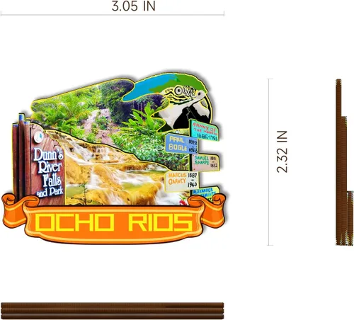 Vista 3 de Imán de madera de Ocho Rios Jamaica 3D para nevera, recuerdos coleccionables, decoración hecha a mano
