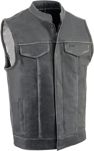 Vista 12 de Milwaukee Leather Men's Club Style Motorcycle Vest -Premium Leather, Dual Closure, CCW Pockets, Patch-Ready Back