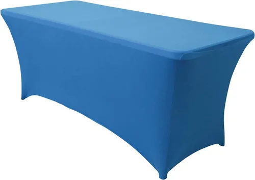 Vista 98 de Obstal Funda de mesa de elastano elástica de 4 pies para mesas plegables estándar, paquete de 2 manteles rectangulares universales ajustables