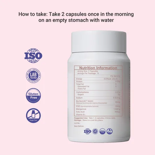 Vista 7 de CELFULL Suplemento de inositol, Myo-Inositol y D-Chiro Inositol Mezcla con NADH y PQQ y Folato - Proporción ideal 40:1 - Equilibrio hormonal y apoyo