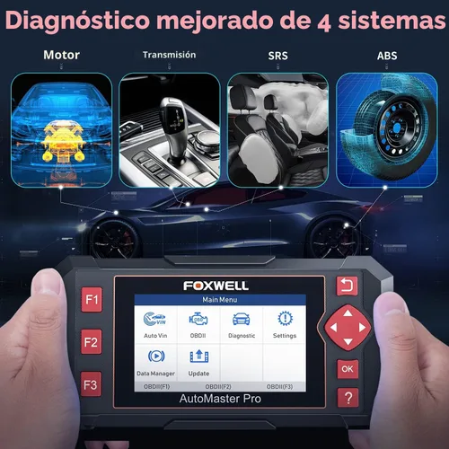 Vista 3 de Transmisión del ABS SRS del escáner NT604 Elite OBD2 del escáner del coche de FOXWELL Check Engine Code Reader for Cars and Trucks, Diagnostic