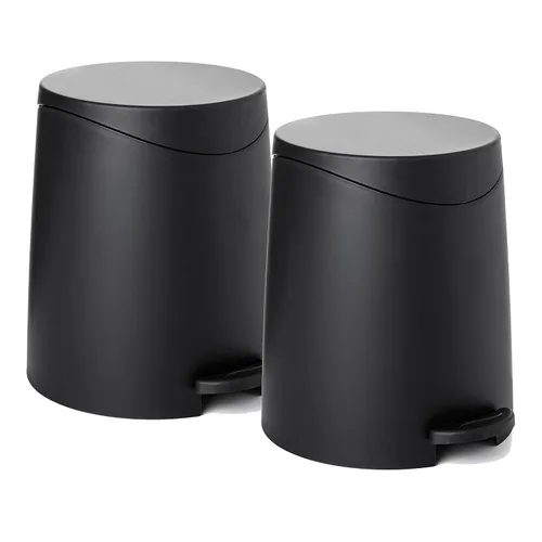 Vista 15 de Superio Mini cubo de basura para baño con tapa de 3 litros, cubo de basura de plástico de 0.75 galones, moderno bote de basura con pedal de pie