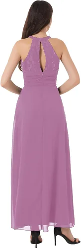 Vista 5 de CHICTRY Vestido largo de gasa para dama de honor con encaje floral para fiesta de noche