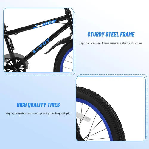 Vista 5 de Bicicleta infantil de 20 pulgadas para niños de 7 a 12 años, estilo BMX, bicicletas ligeras para niños, bicicletas para niños con frenos delanteros
