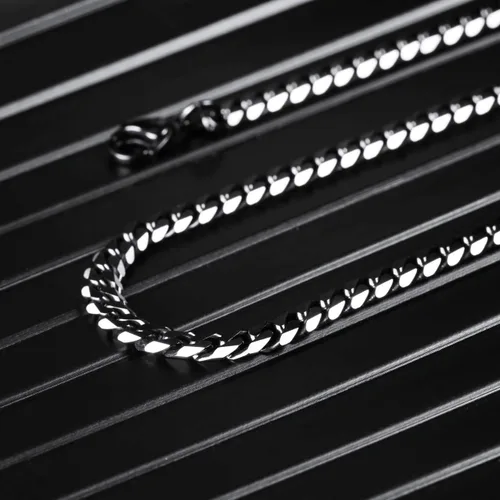 Vista 5 de MOWOM Collar de cadena negra para hombres y mujeres, resistente al agua, acero inoxidable 316L, cadenas de eslabones cubanos grandes y gruesas