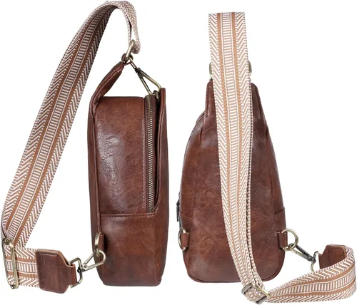 Vista 3 de KFXFENQ Bolso bandolera para mujer, de piel sintética, bolso bandolera pequeña, mochila cruzada multiusos para el pecho, para mujer, ciclismo