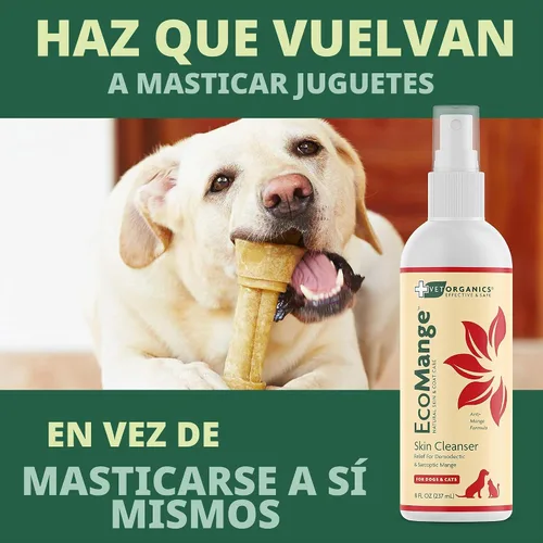 Vista 8 de EcoMange Mange Relief for Dogs & Cats - Alivio de la picazón de gatos y perros, 8 onzas, spray sarcóptico y demodéctico para ácaros - Extracto