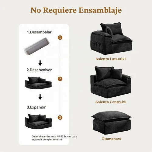 Vista 8 de Korser Sofás seccionales de 108 pulgadas para sala de estar, sofá modular sin hueso con asiento profundo y cojín esponjoso, acogedor sofá acolchado
