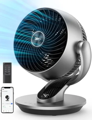 Vista 5 de Dreo Paquete de ventiladores circuladores de torre y aire, ventilador de piso oscilante de 90° sin aspas de 42 pulgadas y ventilador de mesa de 13