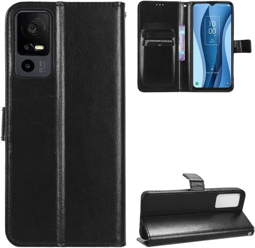 Vista 12 de Funda para Boost Mobile Celero 5G + Funda de piel con tapa para Boost Mobile Celero 5G Plus, color negro