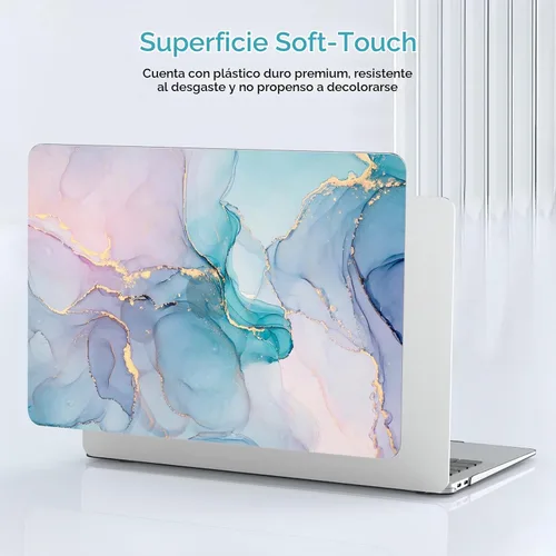 Vista 4 de B BELK - Funda para MacBook Air de 13 pulgadas M1 2021 2020-2018, mármol Mármol rosa azul