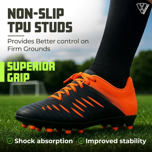 Vista 3 de Vizari Liga FG - Botines de fútbol para niños, 100% sintéticos, para un uso cómodo, zapatos de fútbol de dos tonos resistentes al agua con forro