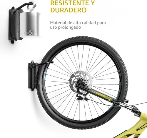 Vista 4 de monTEK Soporte giratorio de pared para bicicleta, perchas para bicicleta, soporte vertical para bicicletas que ahorra espacio, soporte