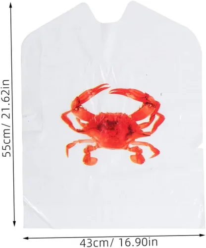 Vista 2 de Divertidos delantales desechables versátiles con temática de cangrejo, 100 baberos para fiestas de hervir mariscos, Rojo