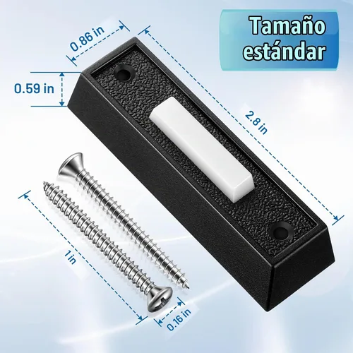 Vista 6 de 1 botón de timbre iluminado con cable, interruptor LED azul, negro, luz azul