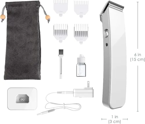 Vista 7 de Pure Enrichment TRYM - Recortadora de barba recargable de litio, kit de aseo de 11 piezas con uso inalámbrico, base de carga, 4 accesorios