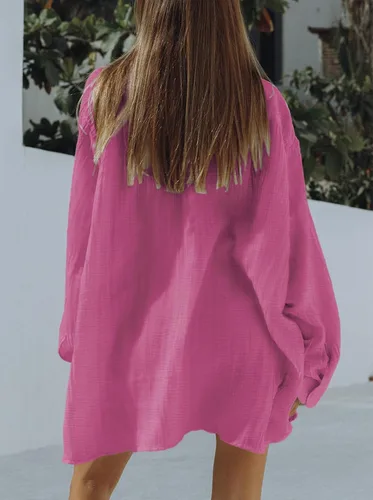 Vista 6 de Fixmatti Conjunto de 2 piezas para mujer, blusa de manga larga con botones y pantalones cortos