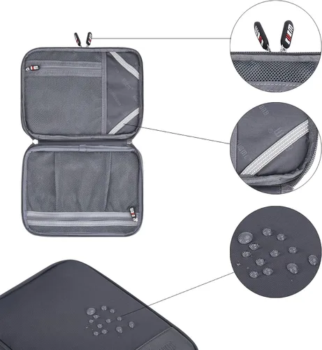Vista 2 de Bolsa organizadora de cables electrónicos, bolsa de almacenamiento portátil de doble capa para accesorios digitales electrónicos para funda