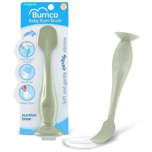 Vista 10 de Bumco Baby Bum Brush + Juego de espátula de viaje en crema (verde salvia)