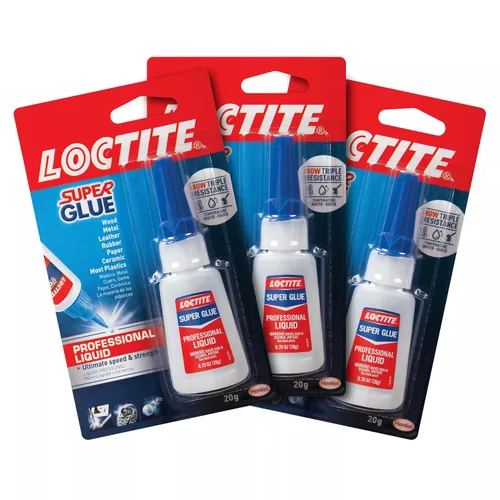 Vista 5 de Loctite Super Glue - Líquido profesional, transparente, botella de 0.7 onzas líquidas, paquete de 3 – Superpegamento para plástico, madera, metal