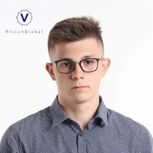 Vista 6 de VisionGlobal Blue Light Blocking Glasses for Women/Men, Anti Eyestrain, Computer Reading, TV Glasses, Stylish Square Frame