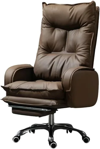 Vista 3 de Silla de piel sintética grande y alta ergonómica, reclinable, reposapiés para juegos, altura ajustable, respaldo alto, estación de trabajo, silla