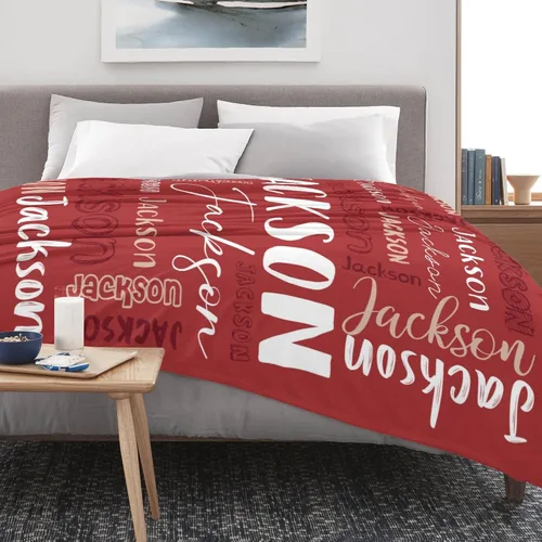 Vista 4 de Manta personalizada con nombre para adultos, manta de franela con nombre personalizado para niños y niños, Manta personalizada para regalo