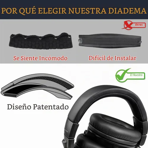 Vista 5 de SOULWIT Diadema para ATH M50X - Negro